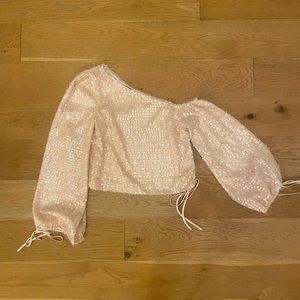 Majorelle Blush Sequins Off The Shoulder Blouse. Size Small.